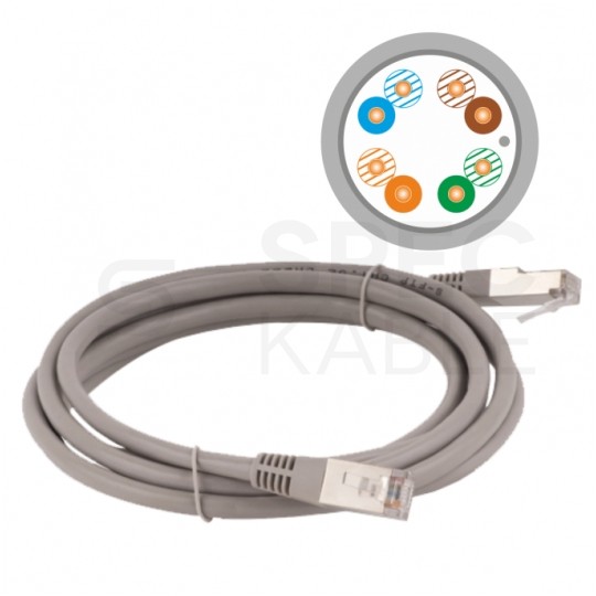 Patchcord FTP kat.5e kabel sieciowy LAN 2x RJ45 linka szary 2m Alantec