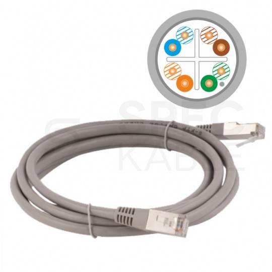 Patchcord FTP kat.6 kabel sieciowy LAN 2x RJ45 linka szary 1m Alantec