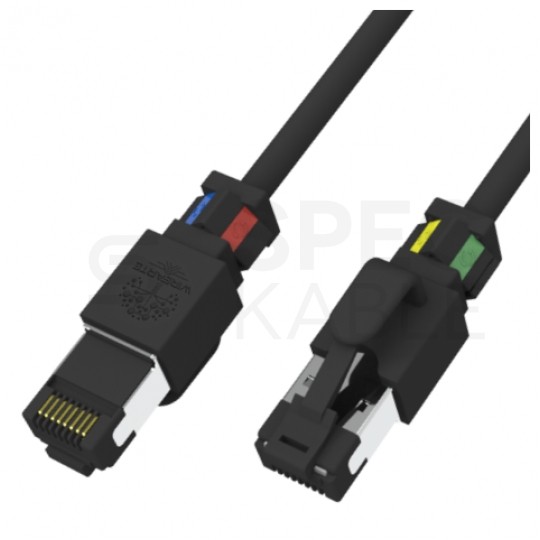 Patchcord S/FTP kat.6A LSOH kabel sieciowy LAN 2x RJ45 czarny z obrotowych klipsem identyfikacyjnym 3m WireArte MagicTouch