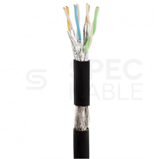 Patchcord S/FTP kat.6A PiMF kabel sieciowy LAN 2x RJ45 linka LSOH czarny 0,5m NEKU