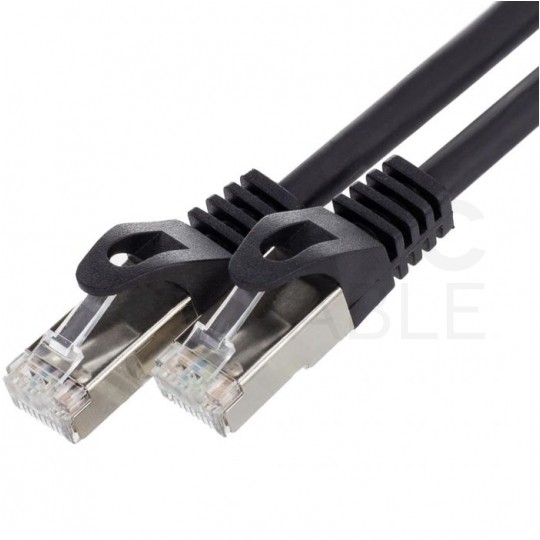 Patchcord S/FTP kat.6A PiMF kabel sieciowy LAN 2x RJ45 linka LSOH czarny 0,5m NEKU