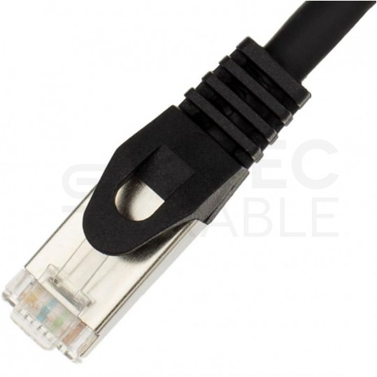 Patchcord S/FTP kat.6A PiMF kabel sieciowy LAN 2x RJ45 linka LSOH czarny 0,5m NEKU