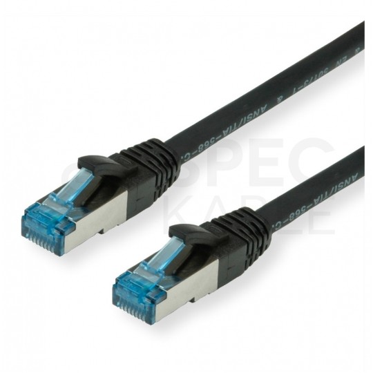 Patchcord S/FTP kat.6A PiMF kabel sieciowy LAN 2x RJ45 linka LSOH czarny 1,5m VALUE