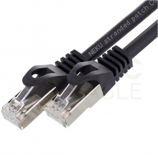 Patchcord S/FTP kat.6A PiMF kabel sieciowy LAN 2x RJ45 linka LSOH czarny 2m NEKU