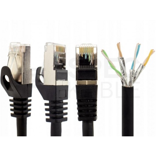 Patchcord S/FTP kat.6A PiMF kabel sieciowy LAN 2x RJ45 linka LSOH czarny 3m NEKU