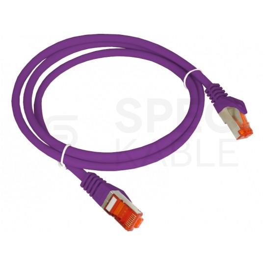 Patchcord S/FTP kat.6A PiMF kabel sieciowy LAN 2x RJ45 linka LSOH fioletowy 0,5m Alantec