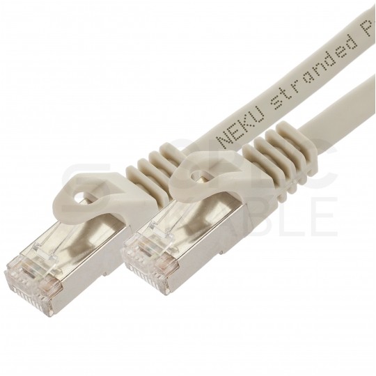 Patchcord S/FTP kat.6A PiMF kabel sieciowy LAN 2x RJ45 linka LSOH szary 1m NEKU
