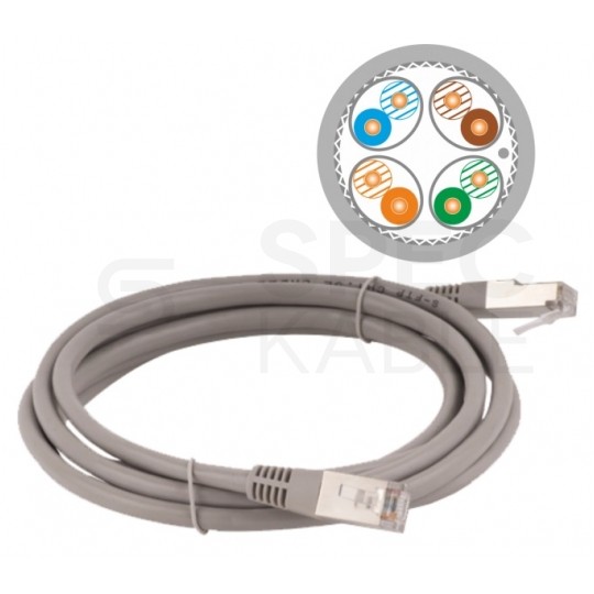 Patchcord S/FTP kat.6A PiMF kabel sieciowy LAN 2x RJ45 linka LSOH szary 3m Alantec