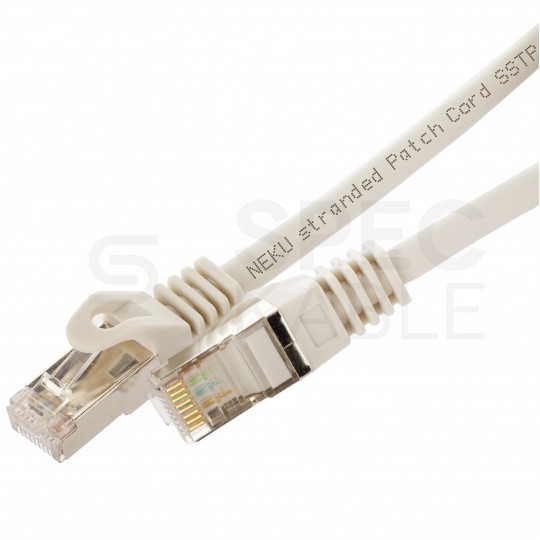 Patchcord S/FTP kat.6A PiMF kabel sieciowy LAN 2x RJ45 linka LSOH szary 3m NEKU