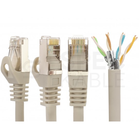 Patchcord S/FTP kat.6A PiMF kabel sieciowy LAN 2x RJ45 linka LSOH szary 3m NEKU