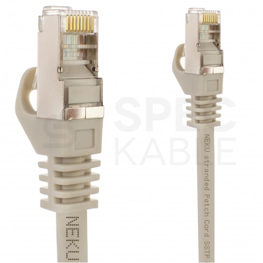 Patchcord S/FTP kat.6A PiMF kabel sieciowy LAN 2x RJ45 linka LSOH szary 5m NEKU