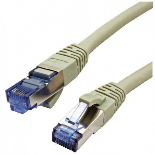 Patchcord S/FTP kat.6A PiMF kabel sieciowy LAN 2x RJ45 linka PoE szary 0,5m