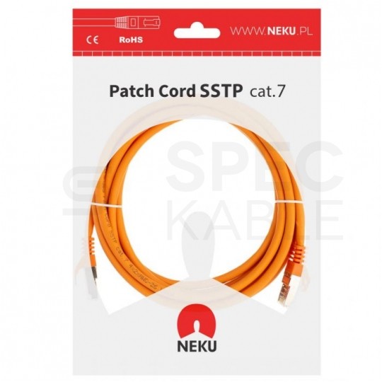 Patchcord S/FTP kat.7 PiMF kabel sieciowy LAN 2x RJ45 linka LSOH pomarańczowy 1m NEKU