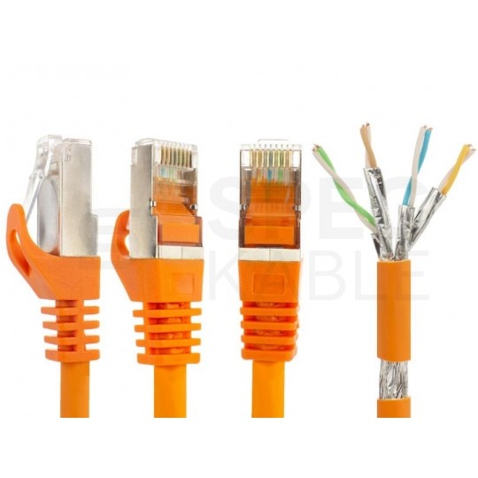 Patchcord S/FTP kat.7 PiMF kabel sieciowy LAN 2x RJ45 linka LSOH pomarańczowy 2m NEKU