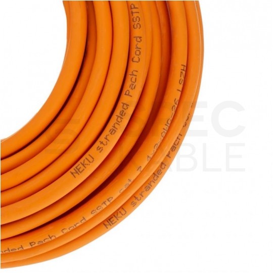 Patchcord S/FTP kat.7 PiMF kabel sieciowy LAN 2x RJ45 linka LSOH pomarańczowy 2m NEKU