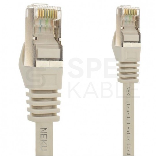 Patchcord S/FTP kat.7 PiMF kabel sieciowy LAN 2x RJ45 linka LSOH szary 1m NEKU
