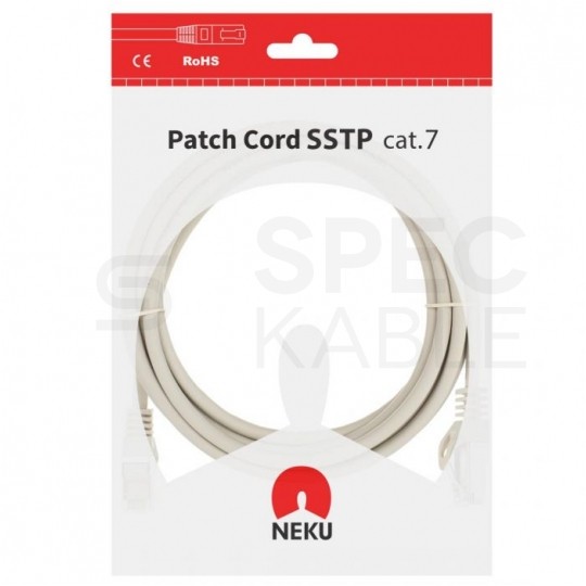 Patchcord S/FTP kat.7 PiMF kabel sieciowy LAN 2x RJ45 linka LSOH szary 3m NEKU