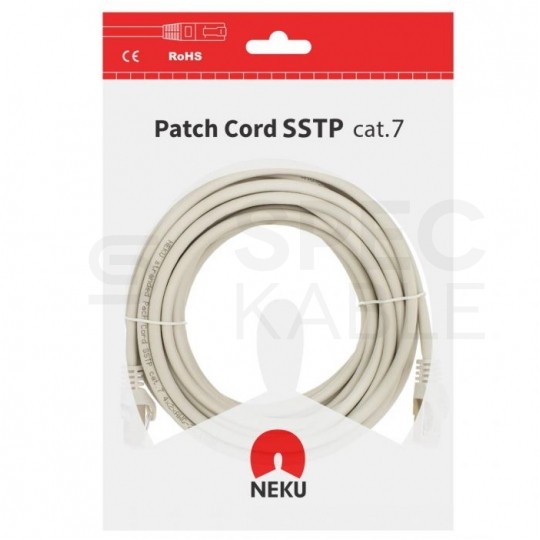 Patchcord S/FTP kat.7 PiMF kabel sieciowy LAN 2x RJ45 linka LSOH szary 5m NEKU