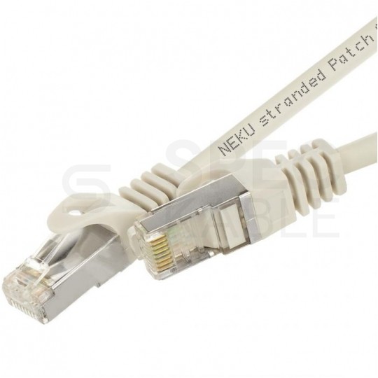 Patchcord S/FTP kat.7 PiMF kabel sieciowy LAN 2x RJ45 linka LSOH szary 7m NEKU