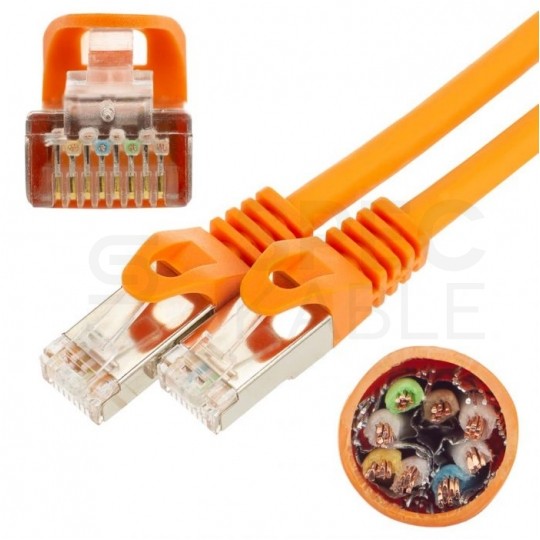 Patchcord S/FTP kat.7 PiMF kabel sieciowy LAN 2x RJ45 linka PoE pomarańczowy 0,5m NEKU