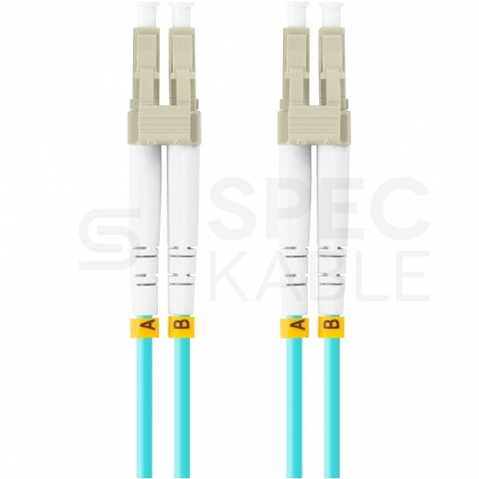 Patchcord światłowodowy MM LC/UPC-LC/UPC duplex 3mm OM3 aqua 5m LANBERG