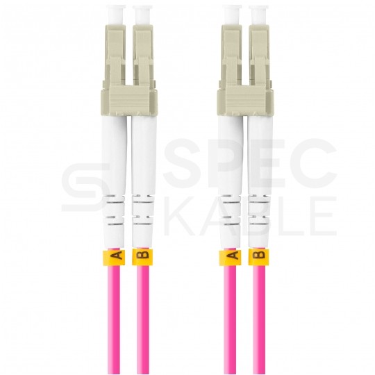 Patchcord światłowodowy MM LC/UPC-LC/UPC duplex 3mm OM4 magenta 0,5m LANBERG