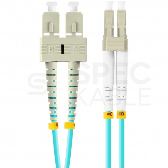 Patchcord światłowodowy MM LC/UPC-SC/UPC duplex 3mm OM3 aqua 0,5m LANBERG