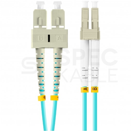 Patchcord światłowodowy MM LC/UPC-SC/UPC duplex 3mm OM3 aqua 3m LANBERG
