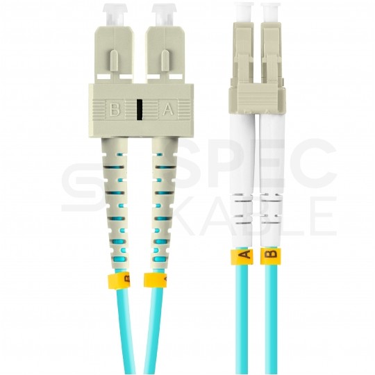 Patchcord światłowodowy MM LC/UPC-SC/UPC duplex 3mm OM3 aqua 5m LANBERG