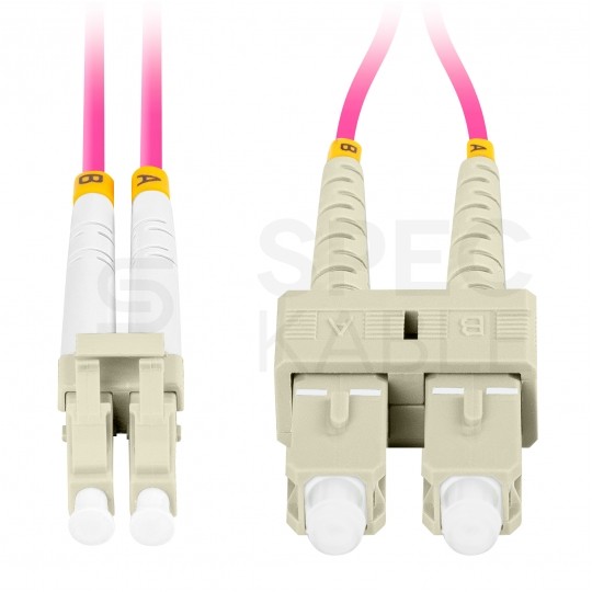 Patchcord światłowodowy MM LC/UPC-SC/UPC duplex 3mm OM4 magenta 0,5m LANBERG