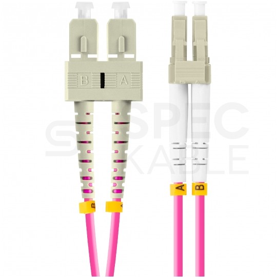 Patchcord światłowodowy MM LC/UPC-SC/UPC duplex 3mm OM4 magenta 2m LANBERG
