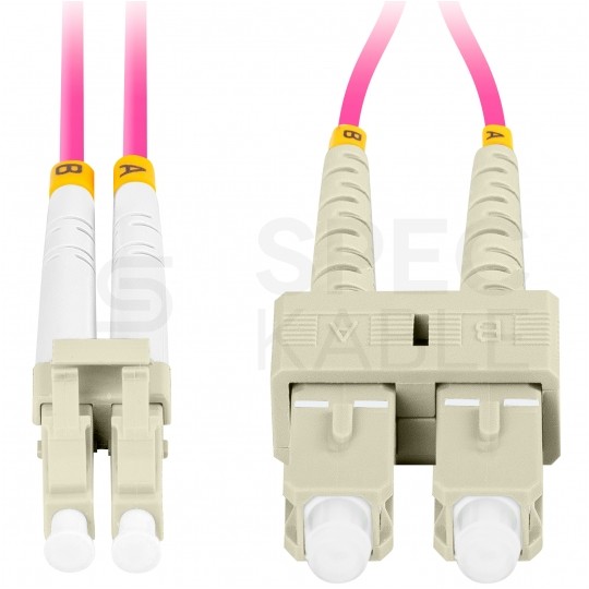 Patchcord światłowodowy MM LC/UPC-SC/UPC duplex 3mm OM4 magenta 2m LANBERG