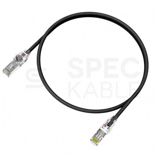 Patchcord U/FTP kat.6A LSOH kabel sieciowy LAN 2x RJ45 czarny z wbudowaną identyfikacją LED 1m WireArte