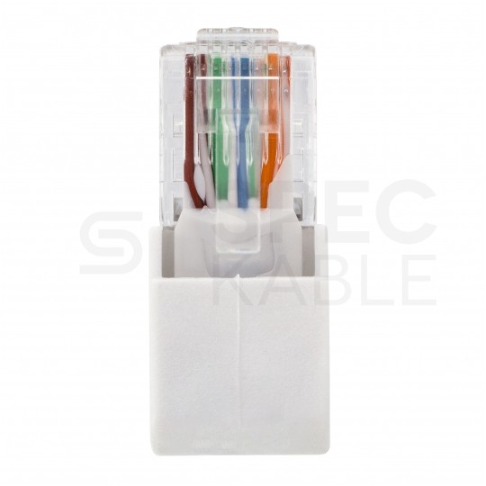 Patchcord UTP kat.5e kabel sieciowy LAN 2x RJ45 kątowy linka biały 2m Goobay