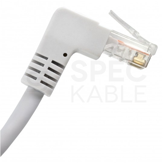 Patchcord UTP kat.5e kabel sieciowy LAN 2x RJ45 kątowy linka biały 2m Goobay