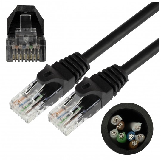 Patchcord UTP kat.5e kabel sieciowy LAN 2x RJ45 linka czarny 1,5m NEKU