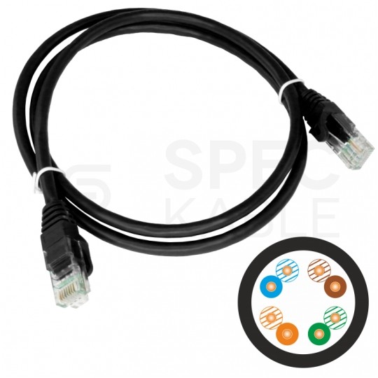 Patchcord UTP kat.5e kabel sieciowy LAN 2x RJ45 linka czarny 2m Alantec