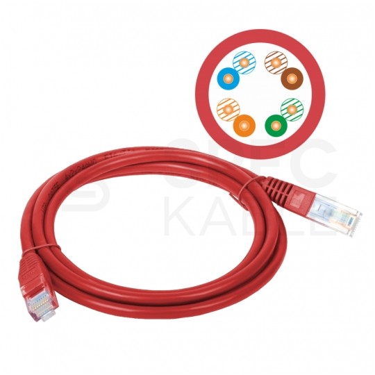 Patchcord UTP kat.5e kabel sieciowy LAN 2x RJ45 linka czerwony 3m Alantec