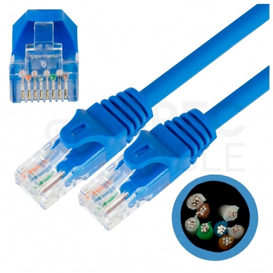 Patchcord UTP kat.5e kabel sieciowy LAN 2x RJ45 linka niebieski 0,5m NEKU