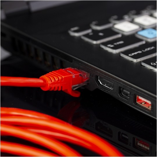 Patchcord UTP kat.5e kabel sieciowy LAN 2x RJ45 linka PVC czerwony 3m NEKU