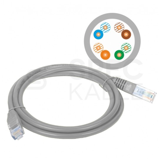 Patchcord UTP kat.5e kabel sieciowy LAN 2x RJ45 linka szary 0,5m Alantec