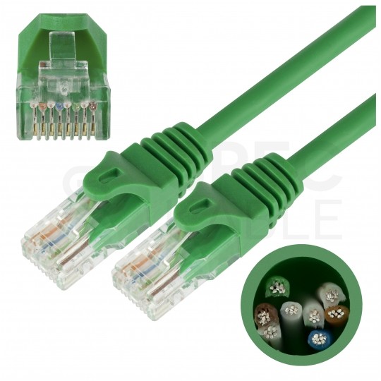 Patchcord UTP kat.5e kabel sieciowy LAN 2x RJ45 linka zielony 0,25m NEKU