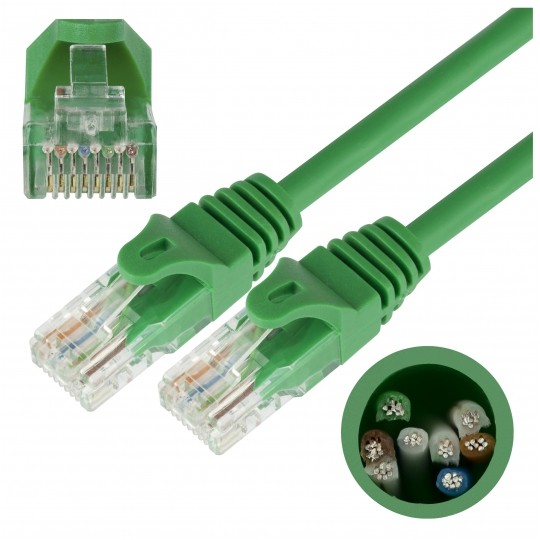 Patchcord UTP kat.5e kabel sieciowy LAN 2x RJ45 linka zielony 1,5m NEKU