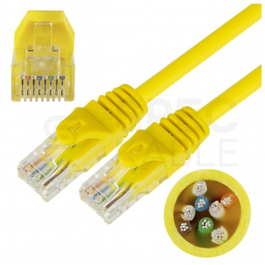 Patchcord UTP kat.5e kabel sieciowy LAN 2x RJ45 linka żółty 0,25m NEKU