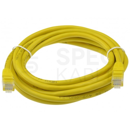 Patchcord UTP kat.5e kabel sieciowy LAN 2x RJ45 linka żółty 5m securityNET