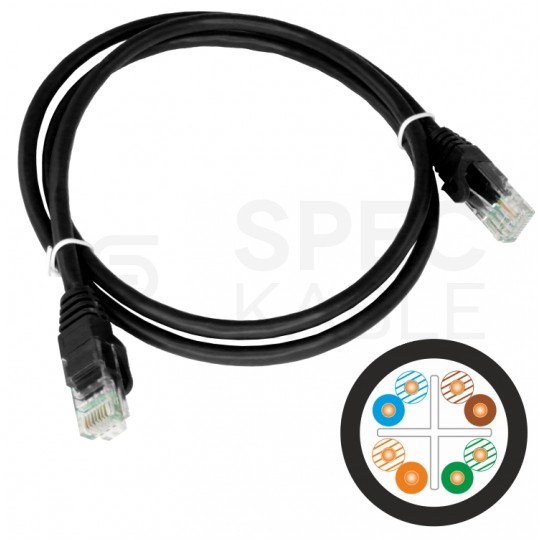 Patchcord UTP kat.6 kabel sieciowy LAN 2x RJ45 linka czarny 1m Alantec