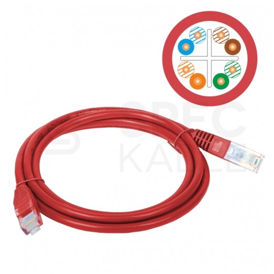 Patchcord UTP kat.6 kabel sieciowy LAN 2x RJ45 linka czerwony 0,25m Alantec