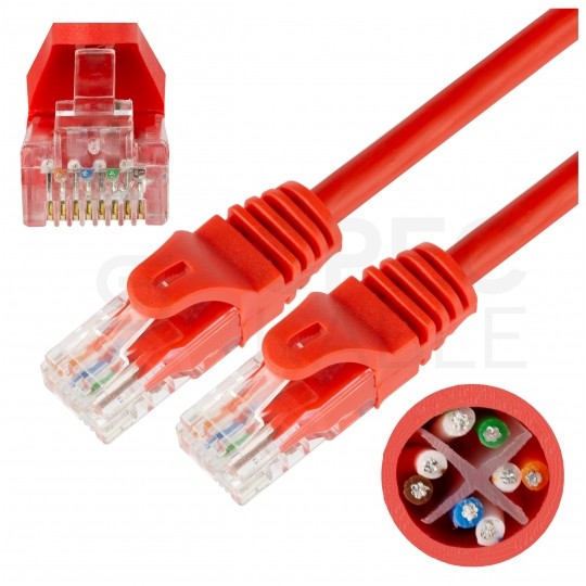 Patchcord UTP kat.6 kabel sieciowy LAN 2x RJ45 linka czerwony 0,25m NEKU