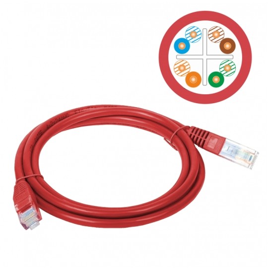 Patchcord UTP kat.6 kabel sieciowy LAN 2x RJ45 linka czerwony 1m Alantec