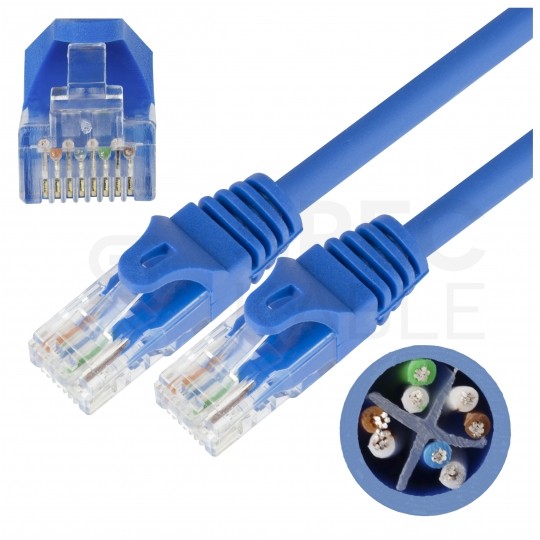 Patchcord UTP kat.6 kabel sieciowy LAN 2x RJ45 linka niebieski 5m NEKU